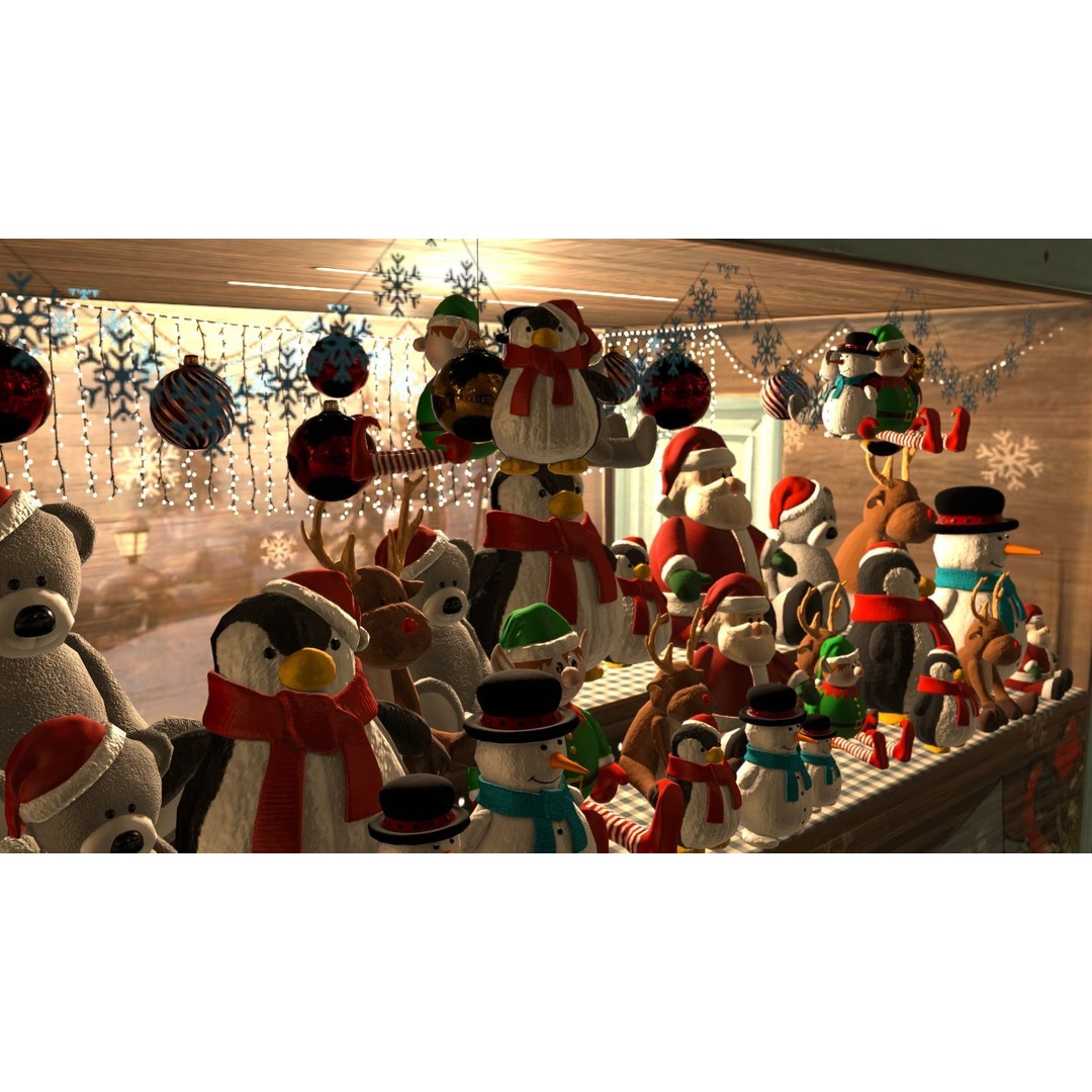 Christmas Mini Market 3D Model – Low Poly Architectural Set, FBX - View 36