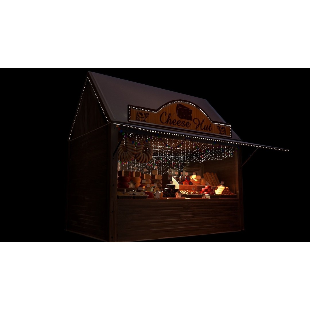 Christmas Mini Market 3D Model – Low Poly Architectural Set, FBX - View 37