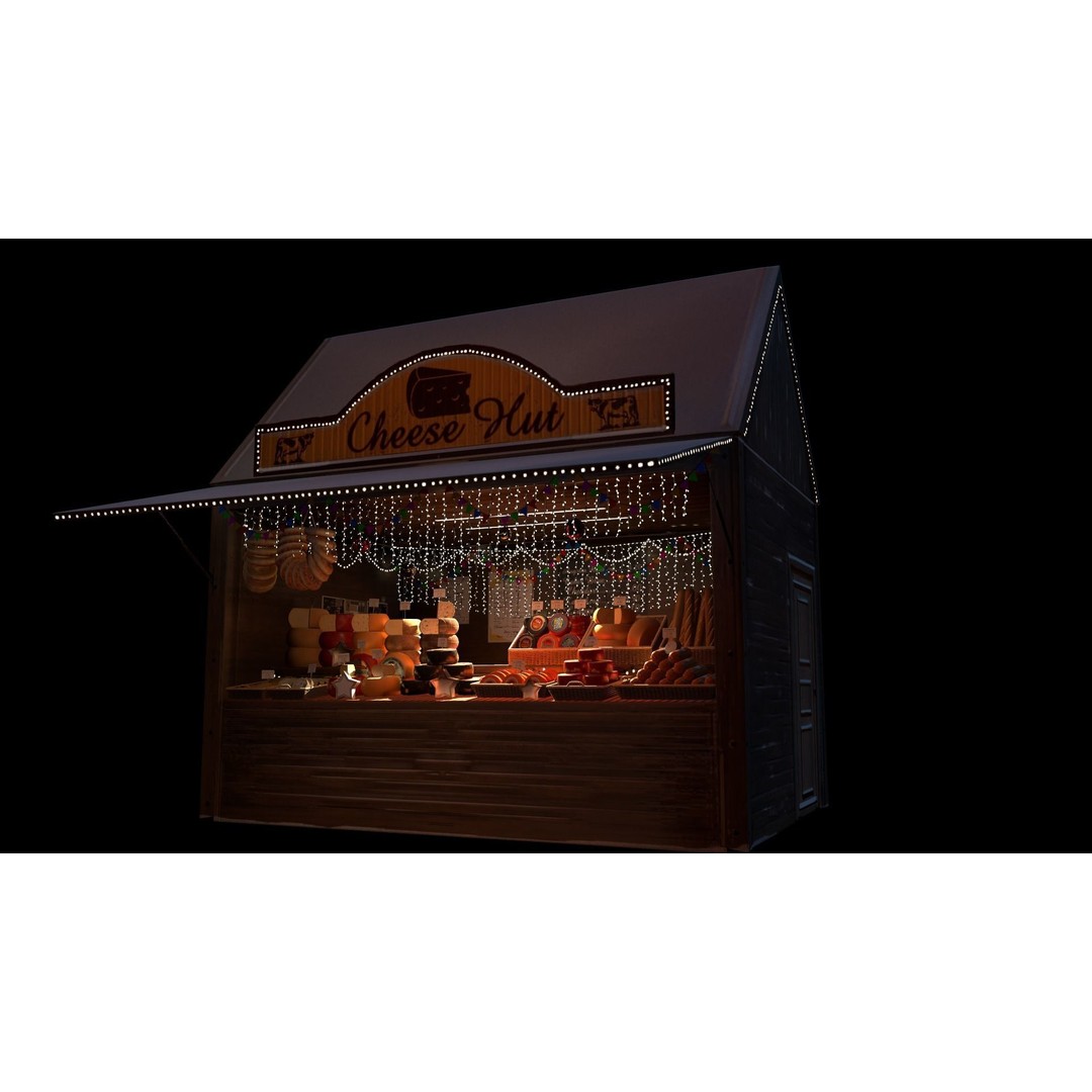 Christmas Mini Market 3D Model – Low Poly Architectural Set, FBX - View 40