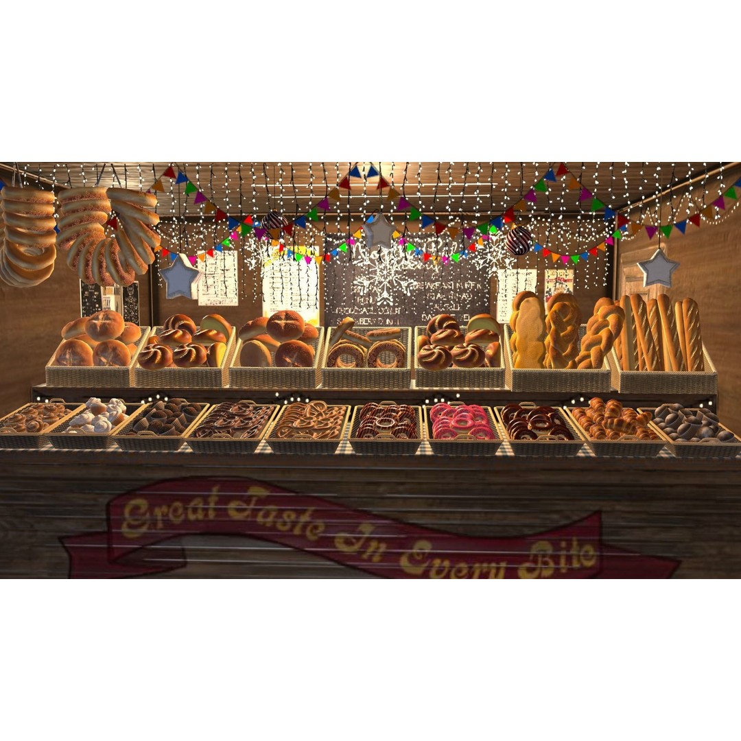 Christmas Mini Market 3D Model – Low Poly Architectural Set, FBX - View 43
