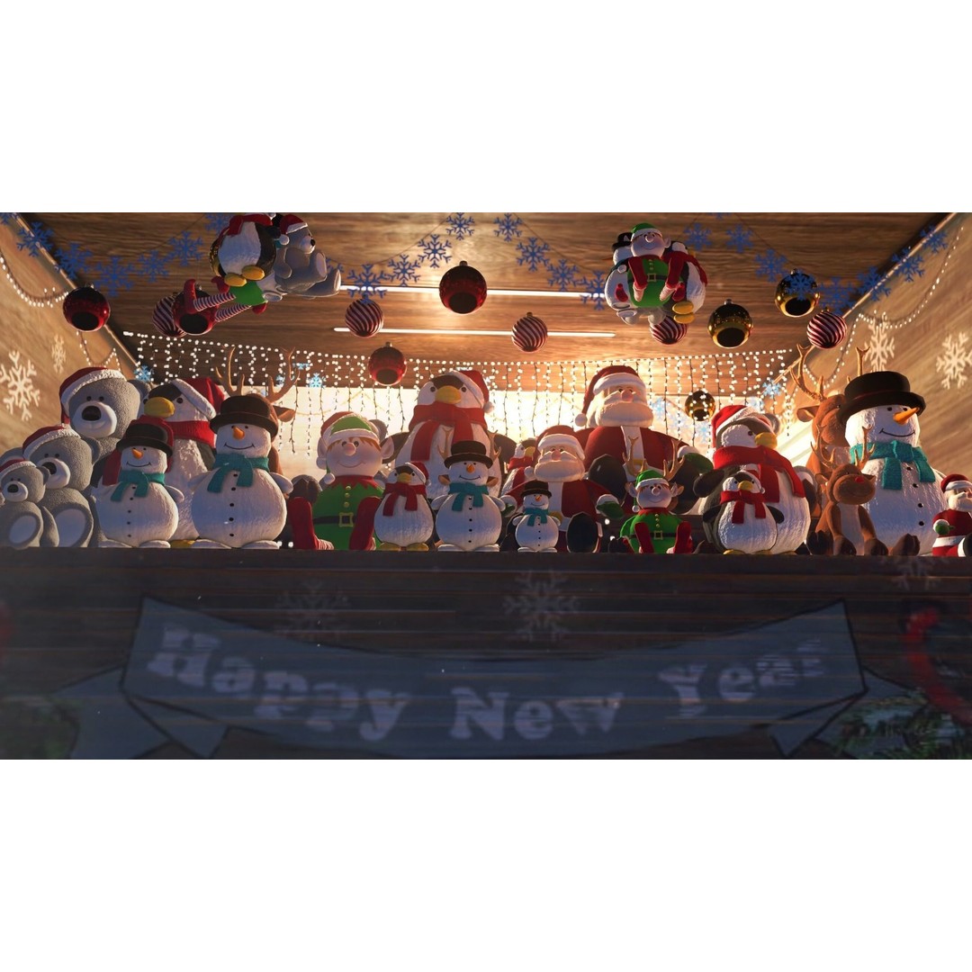 Christmas Mini Market 3D Model – Low Poly Architectural Set, FBX - View 5