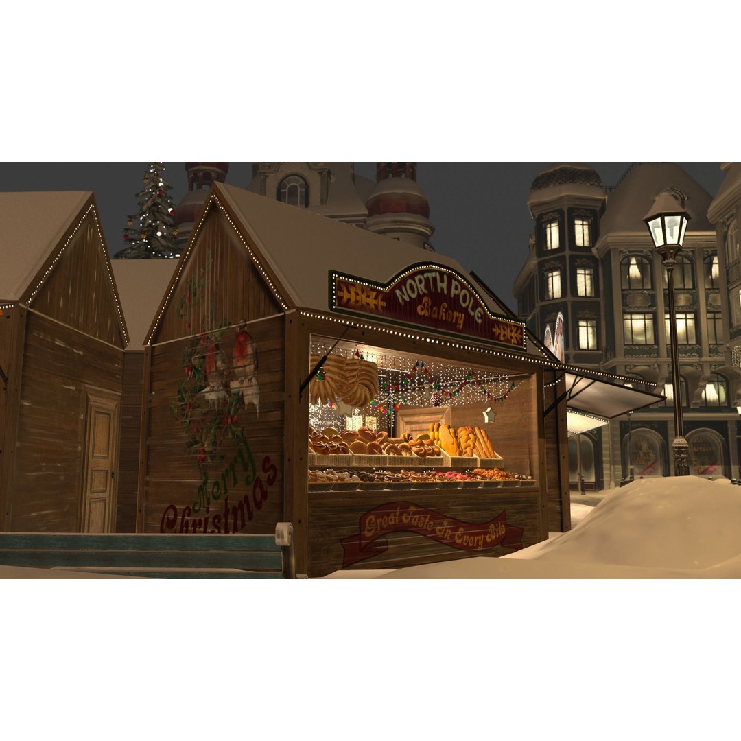 Christmas Mini Market 3D Model – Low Poly Architectural Set, FBX - View 50