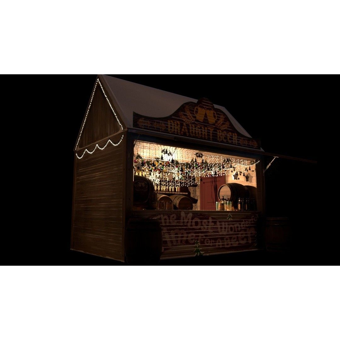 Christmas Mini Market 3D Model – Low Poly Architectural Set, FBX - View 52