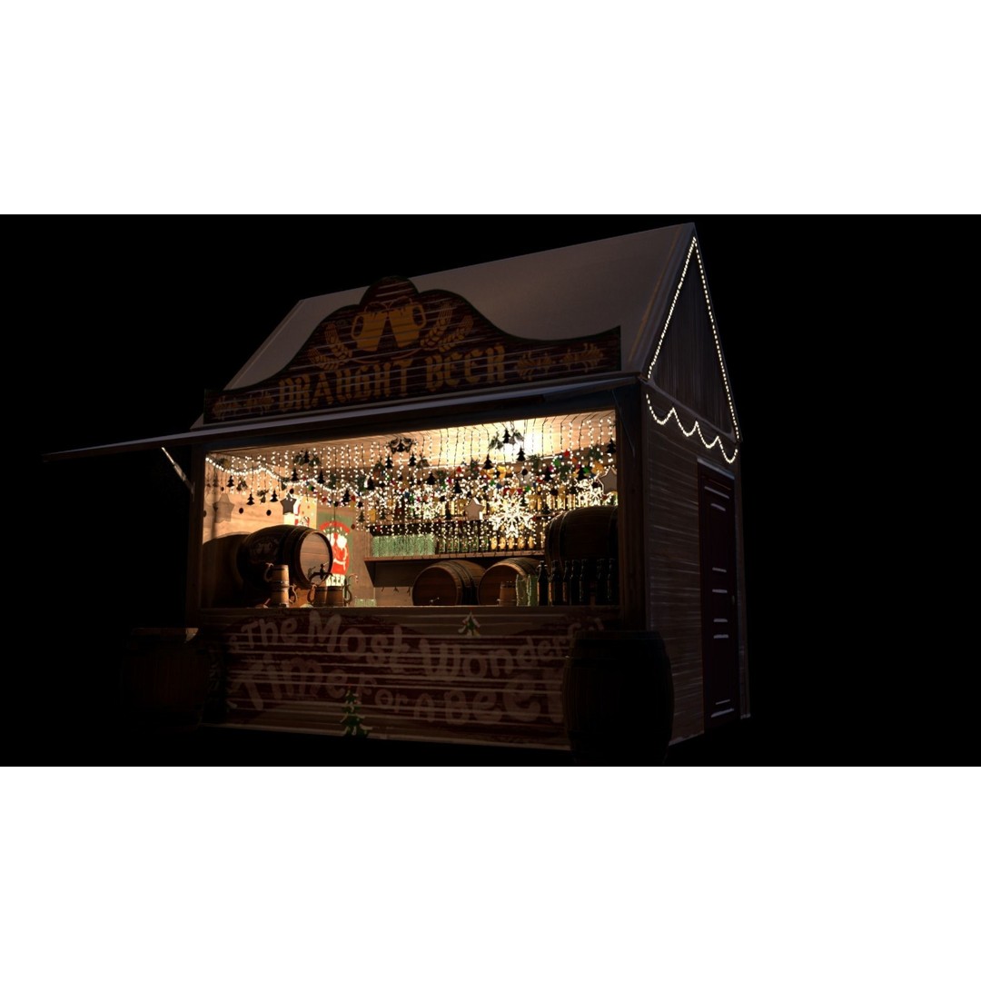 Christmas Mini Market 3D Model – Low Poly Architectural Set, FBX - View 53