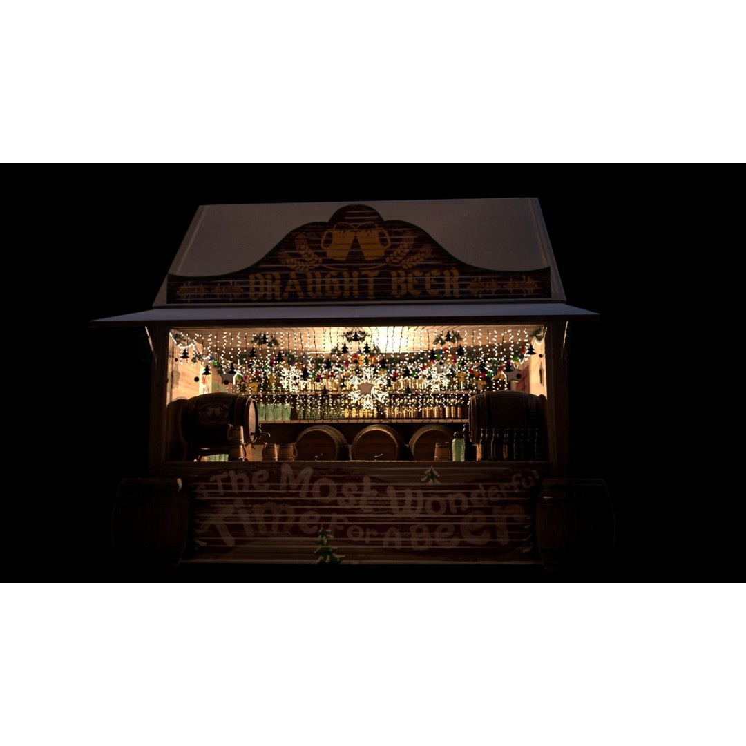 Christmas Mini Market 3D Model – Low Poly Architectural Set, FBX - View 54