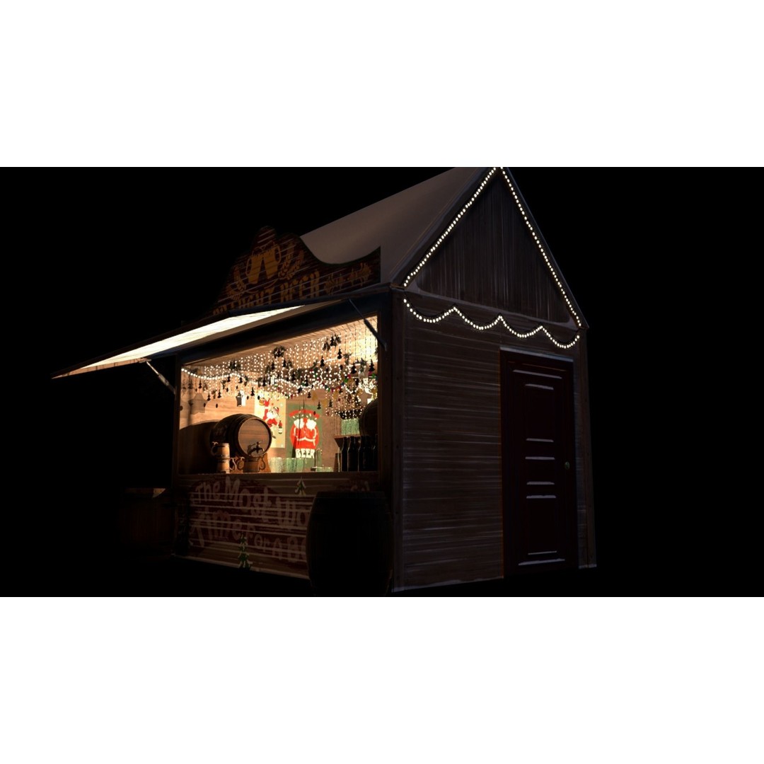 Christmas Mini Market 3D Model – Low Poly Architectural Set, FBX - View 55