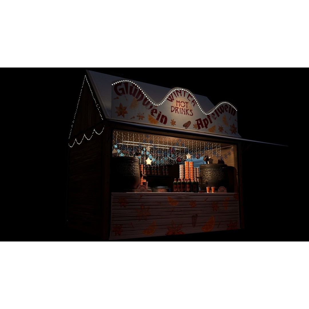 Christmas Mini Market 3D Model – Low Poly Architectural Set, FBX - View 58
