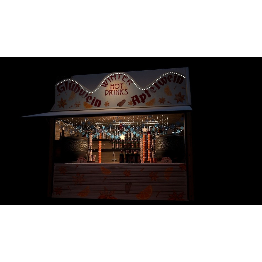 Christmas Mini Market 3D Model – Low Poly Architectural Set, FBX - View 59