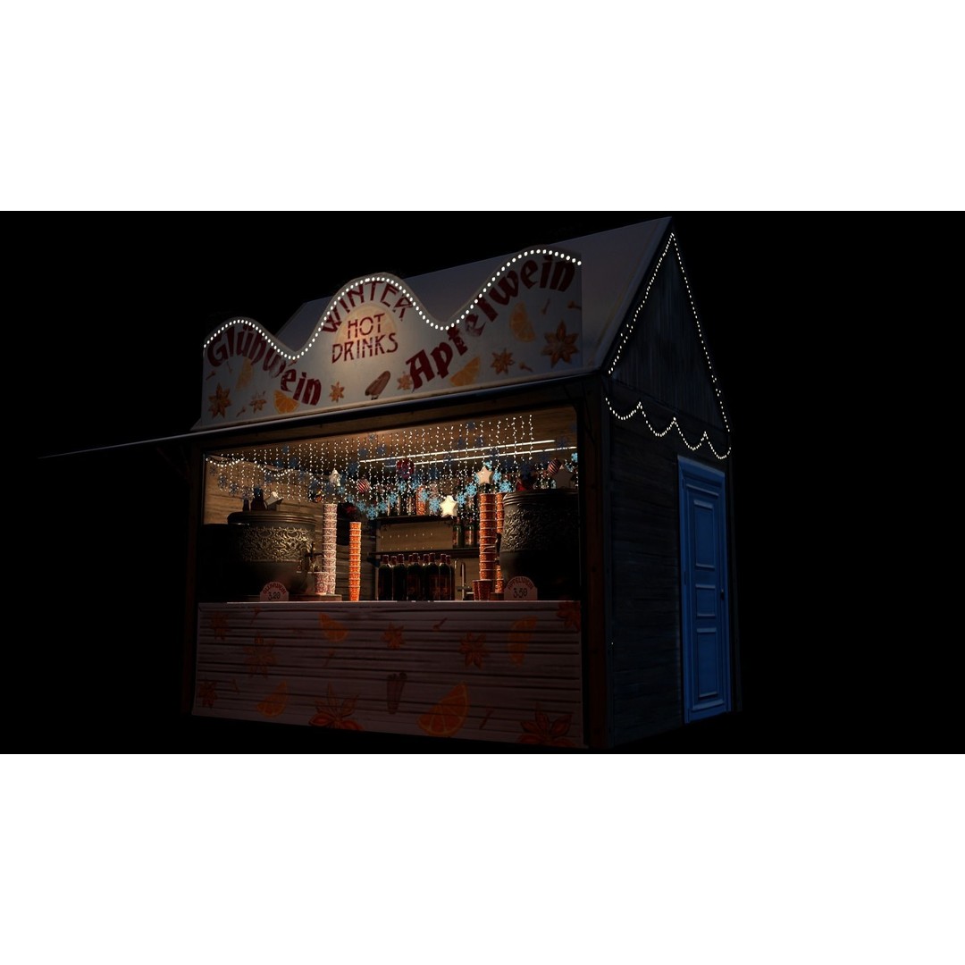 Christmas Mini Market 3D Model – Low Poly Architectural Set, FBX - View 60