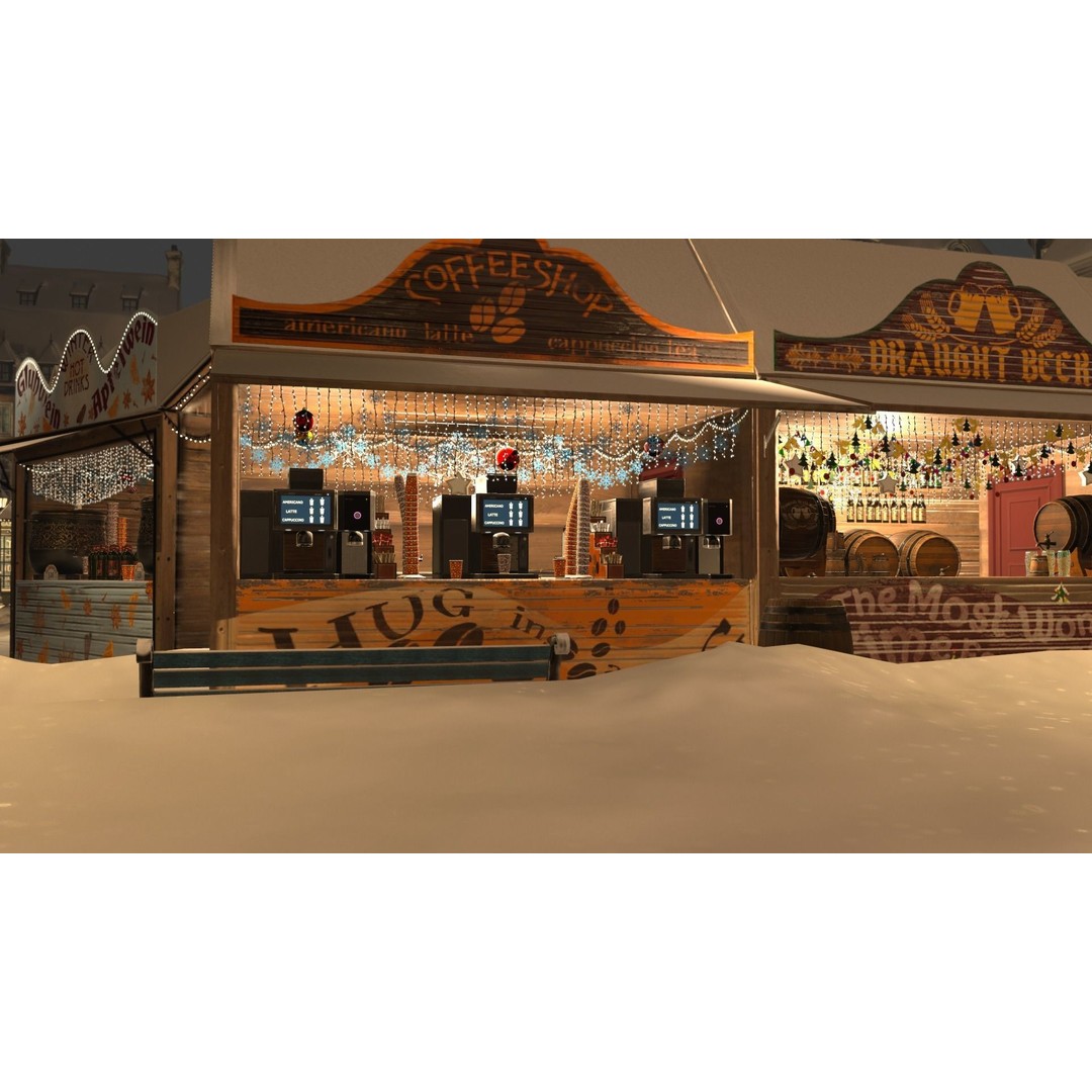 Christmas Mini Market 3D Model – Low Poly Architectural Set, FBX - View 66
