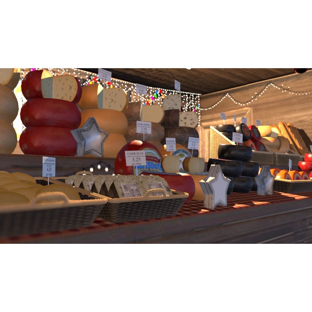 Christmas Mini Market 3D Model – Low Poly Architectural Set, FBX - View 71