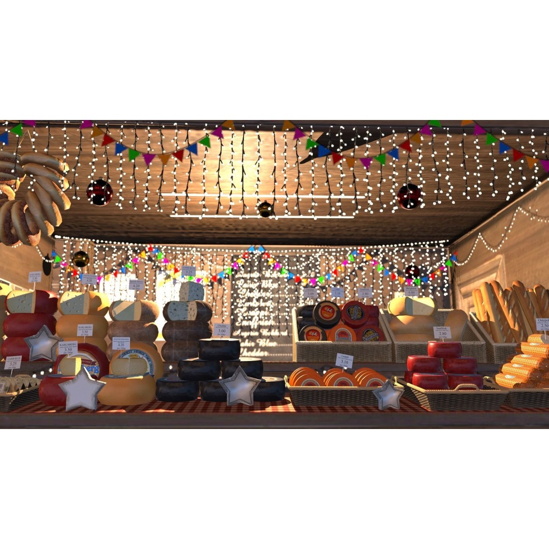 Christmas Mini Market 3D Model – Low Poly Architectural Set, FBX - View 73