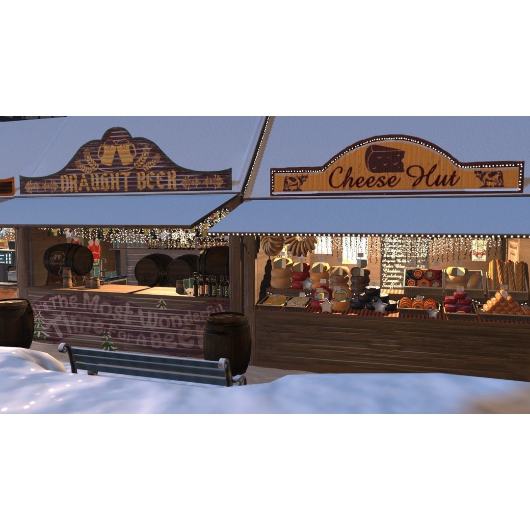 Christmas Mini Market 3D Model – Low Poly Architectural Set, FBX - View 74