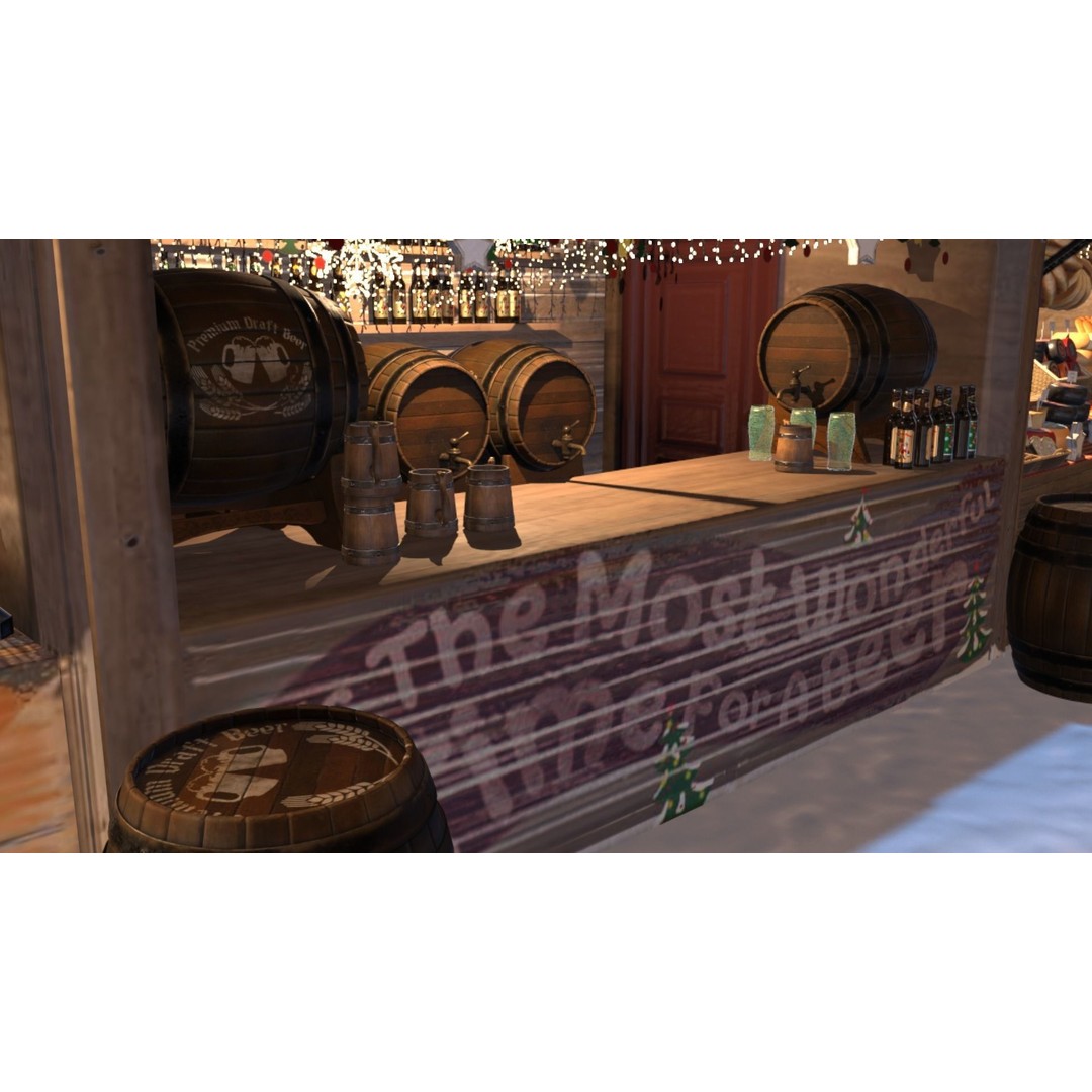 Christmas Mini Market 3D Model – Low Poly Architectural Set, FBX - View 79