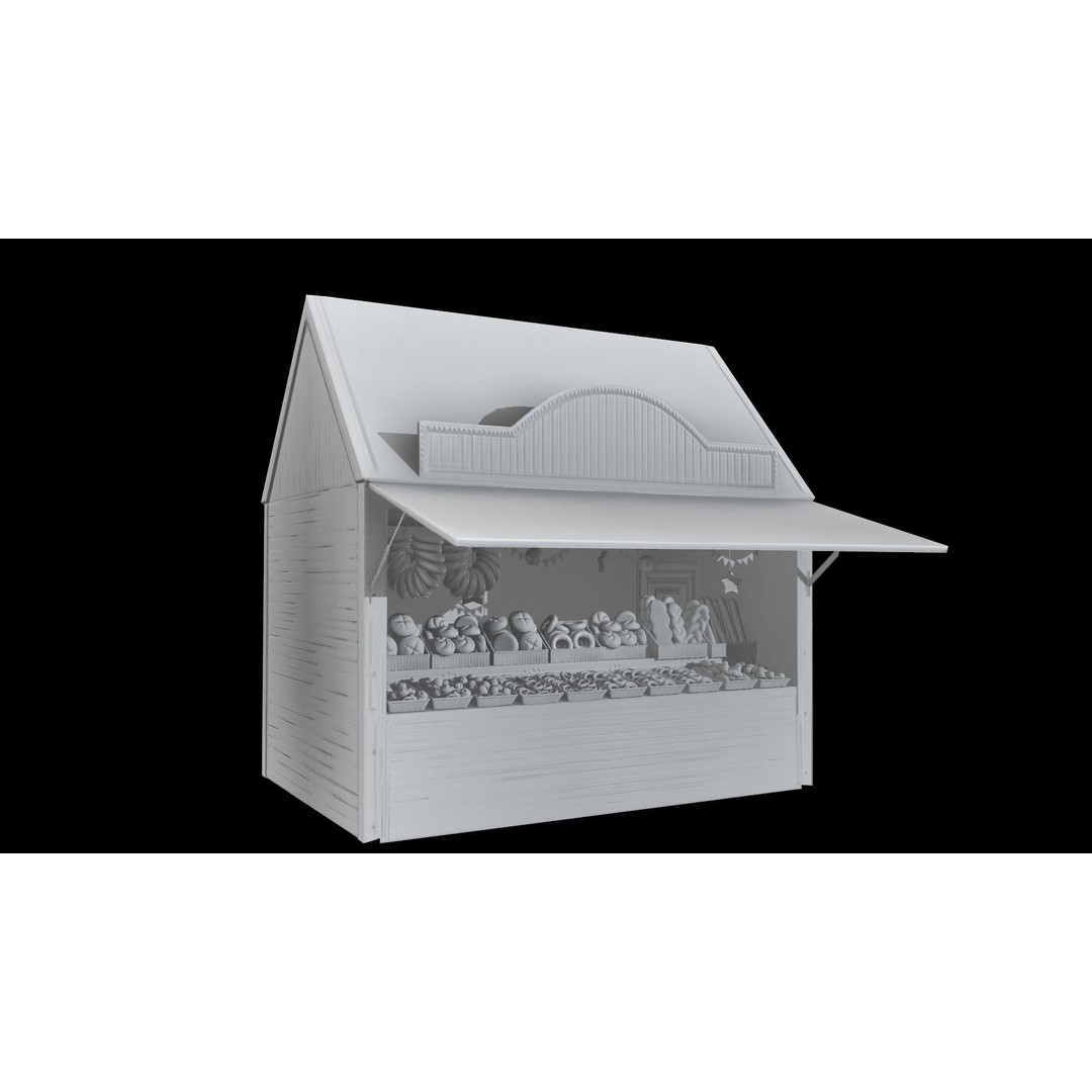 Christmas Mini Market 3D Model – Low Poly Architectural Set, FBX - View 81