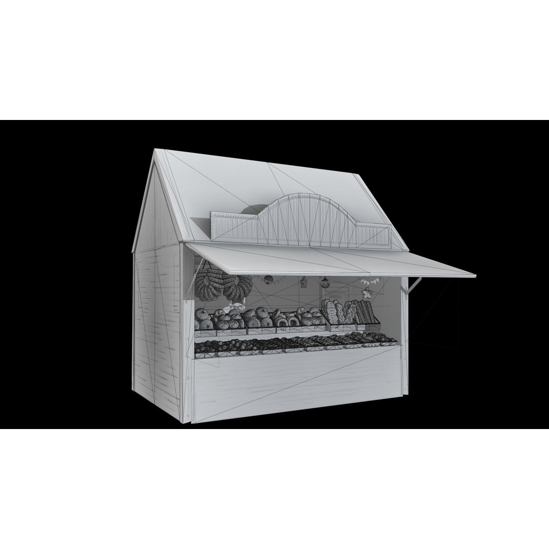 Christmas Mini Market 3D Model – Low Poly Architectural Set, FBX - View 82