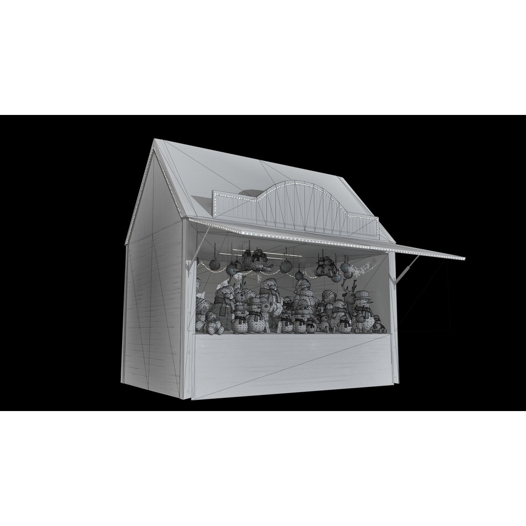 Christmas Mini Market 3D Model – Low Poly Architectural Set, FBX - View 84