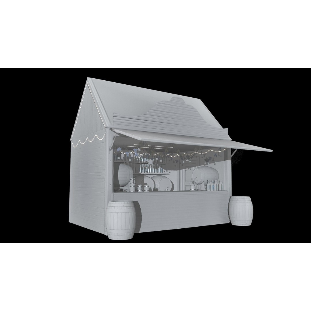 Christmas Mini Market 3D Model – Low Poly Architectural Set, FBX - View 85