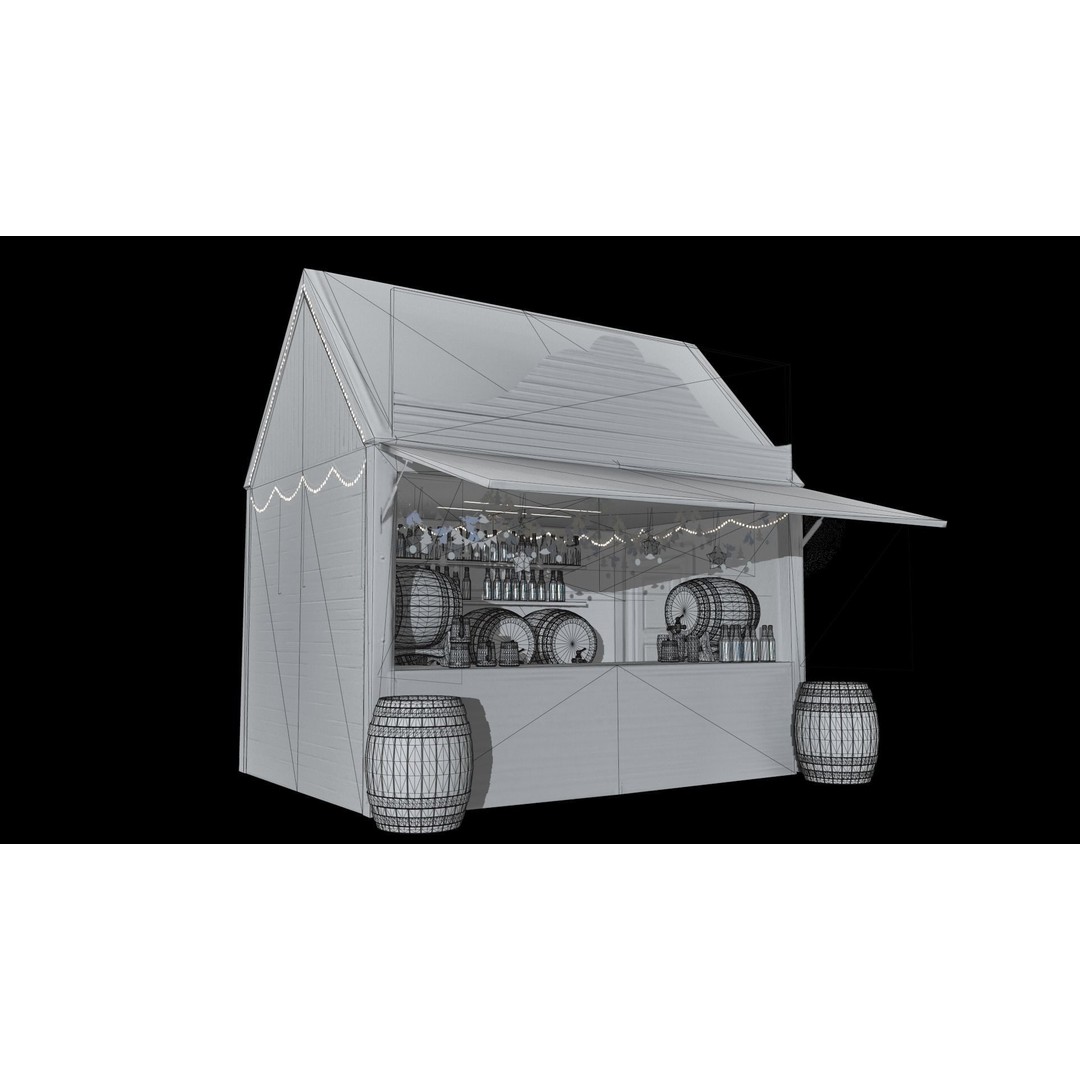 Christmas Mini Market 3D Model – Low Poly Architectural Set, FBX - View 86