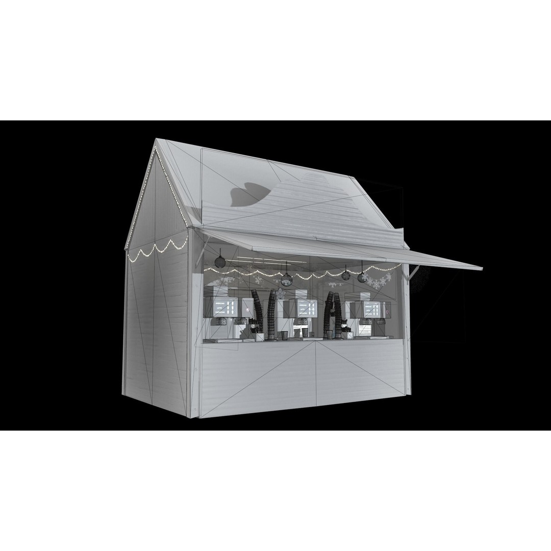 Christmas Mini Market 3D Model – Low Poly Architectural Set, FBX - View 88