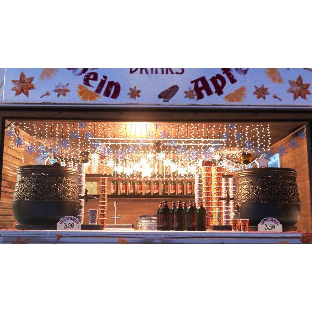 Christmas Mini Market 3D Model – Low Poly Architectural Set, FBX - View 9