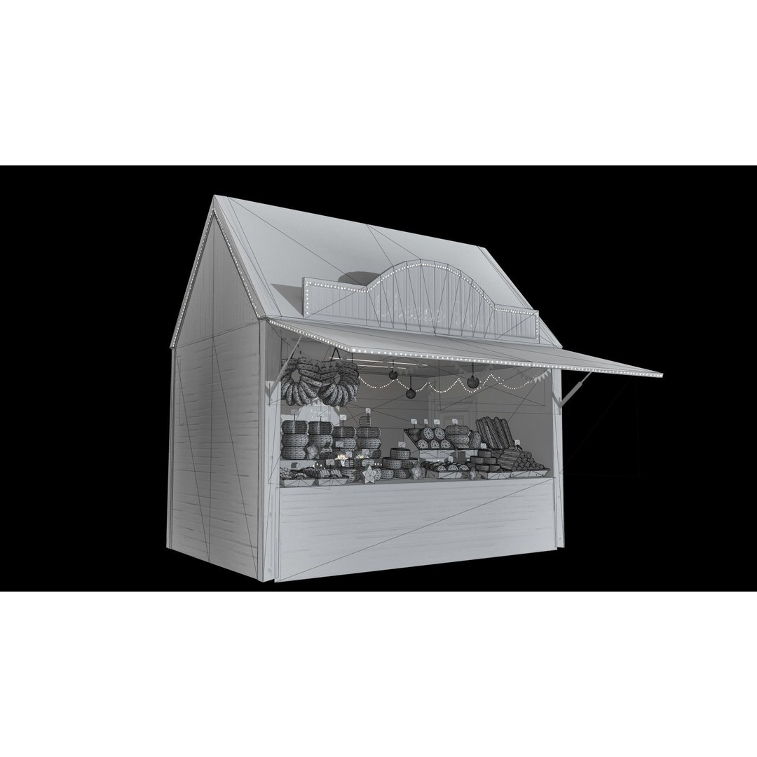 Christmas Mini Market 3D Model – Low Poly Architectural Set, FBX - View 90