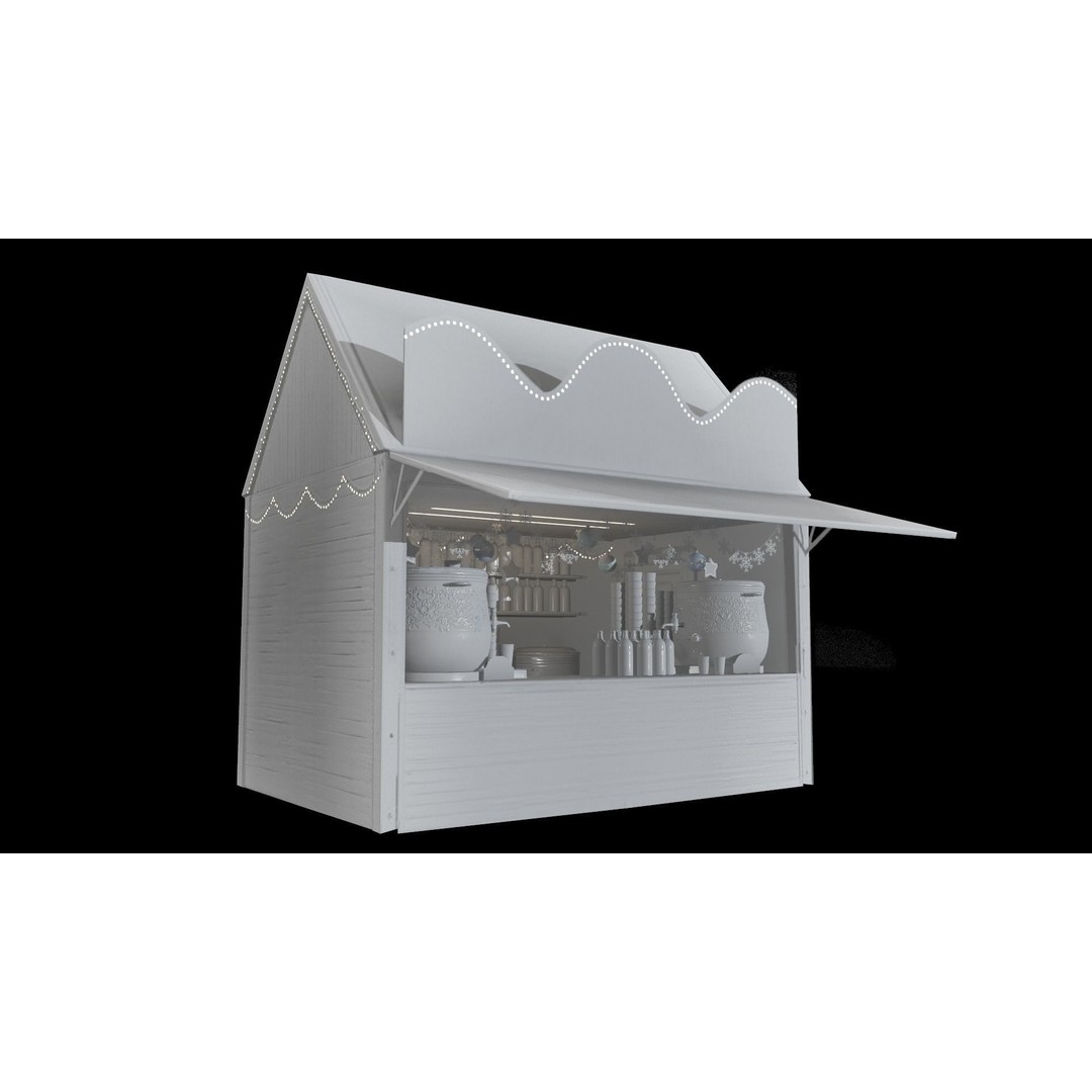 Christmas Mini Market 3D Model – Low Poly Architectural Set, FBX - View 91