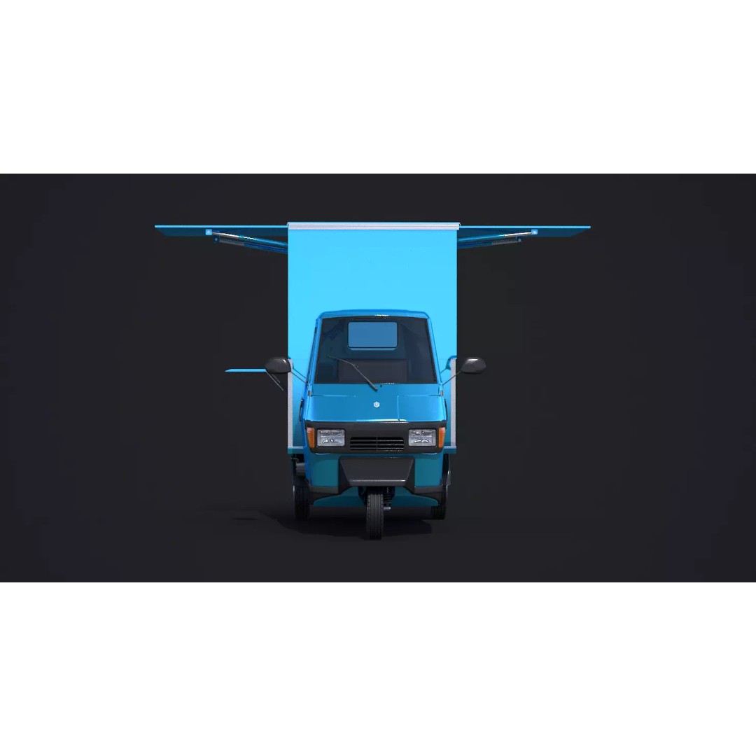 Piaggio Ape 50 Food Cart 3D Model – Vintage Catering Vehicle, FBX, OBJ - View 8