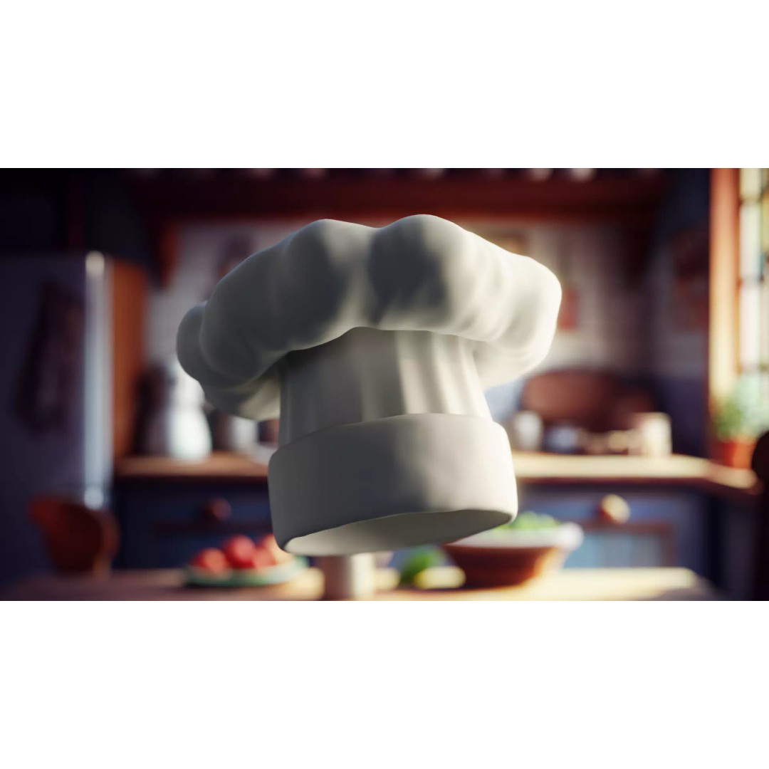 Stylized Chef Hat 3D Model – Cartoon Kitchen Prop, PBR Textures - View 2