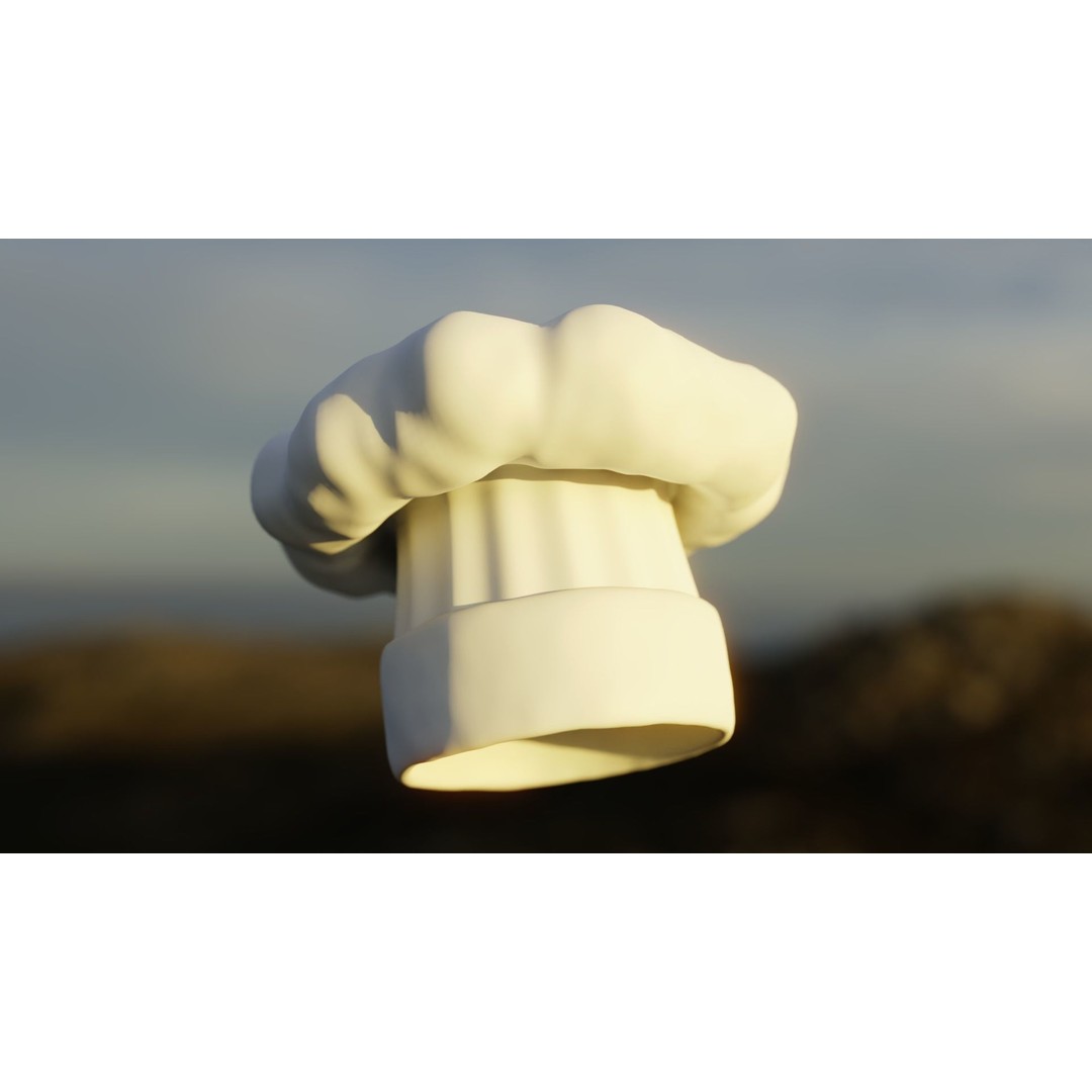 Stylized Chef Hat 3D Model – Cartoon Kitchen Prop, PBR Textures - View 3