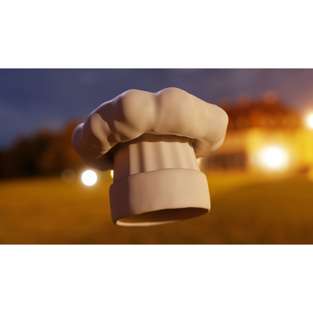 Stylized Chef Hat 3D Model – Cartoon Kitchen Prop, PBR Textures - View 6