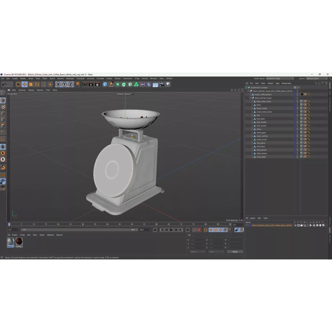 Marliz Kitchen Scale 3D Model – Retro White Design with PBR Textures
