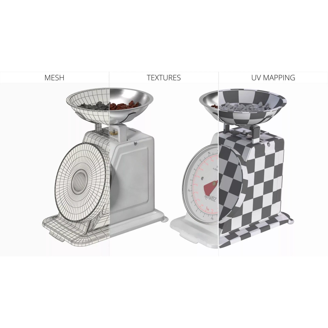 Marliz Kitchen Scale 3D Model – Retro White Design with PBR Textures - View 8