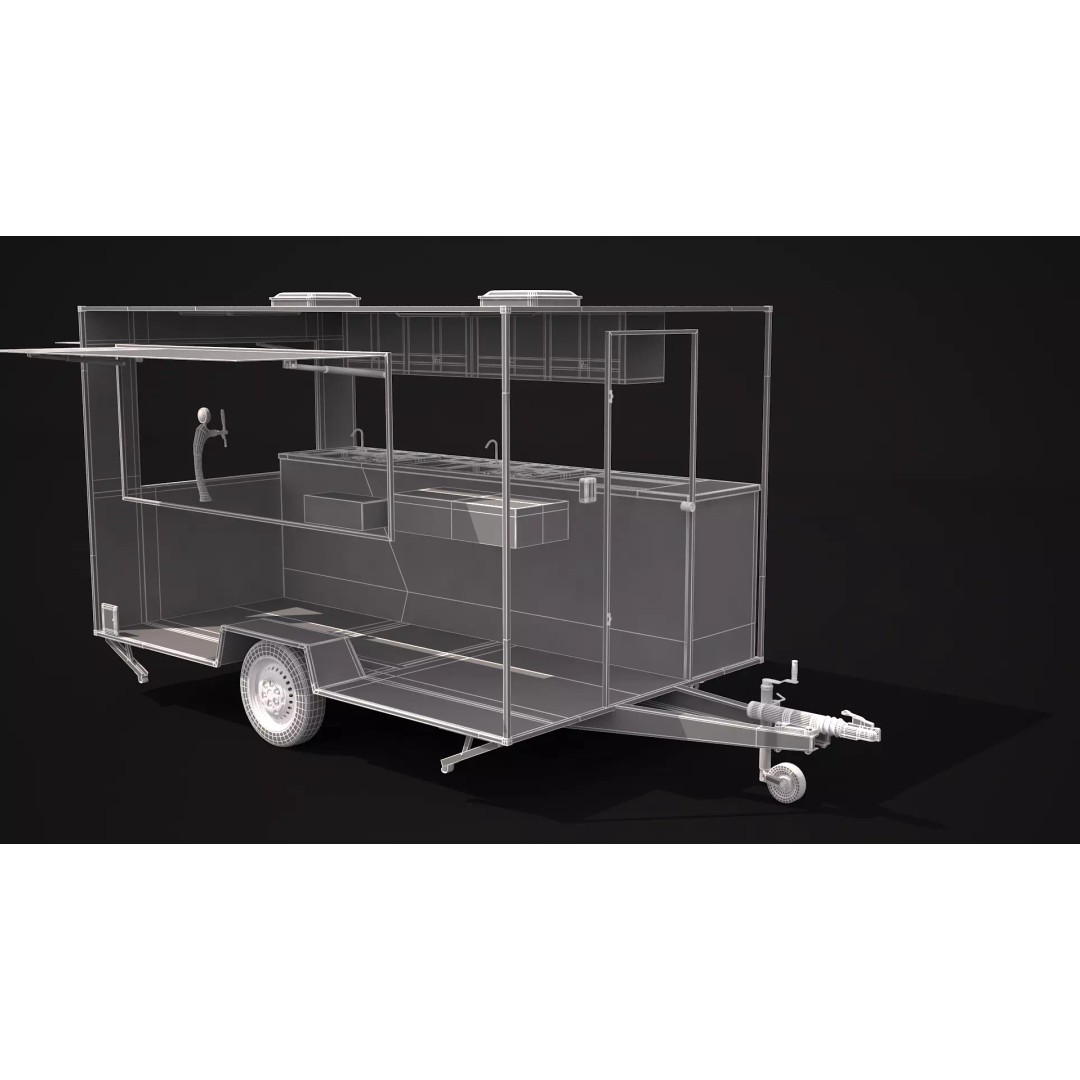 Catering Trailer 3D Model – High Poly Vehicle, FBX, 3ds Max