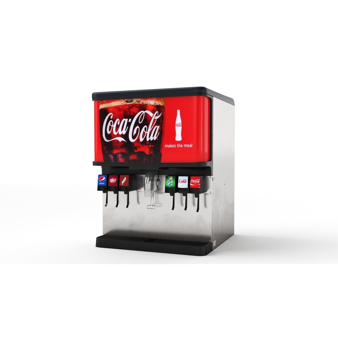 6 Flavor Soda Fountain System 3D Model – High Poly Beverage Machine, FBX, OBJ