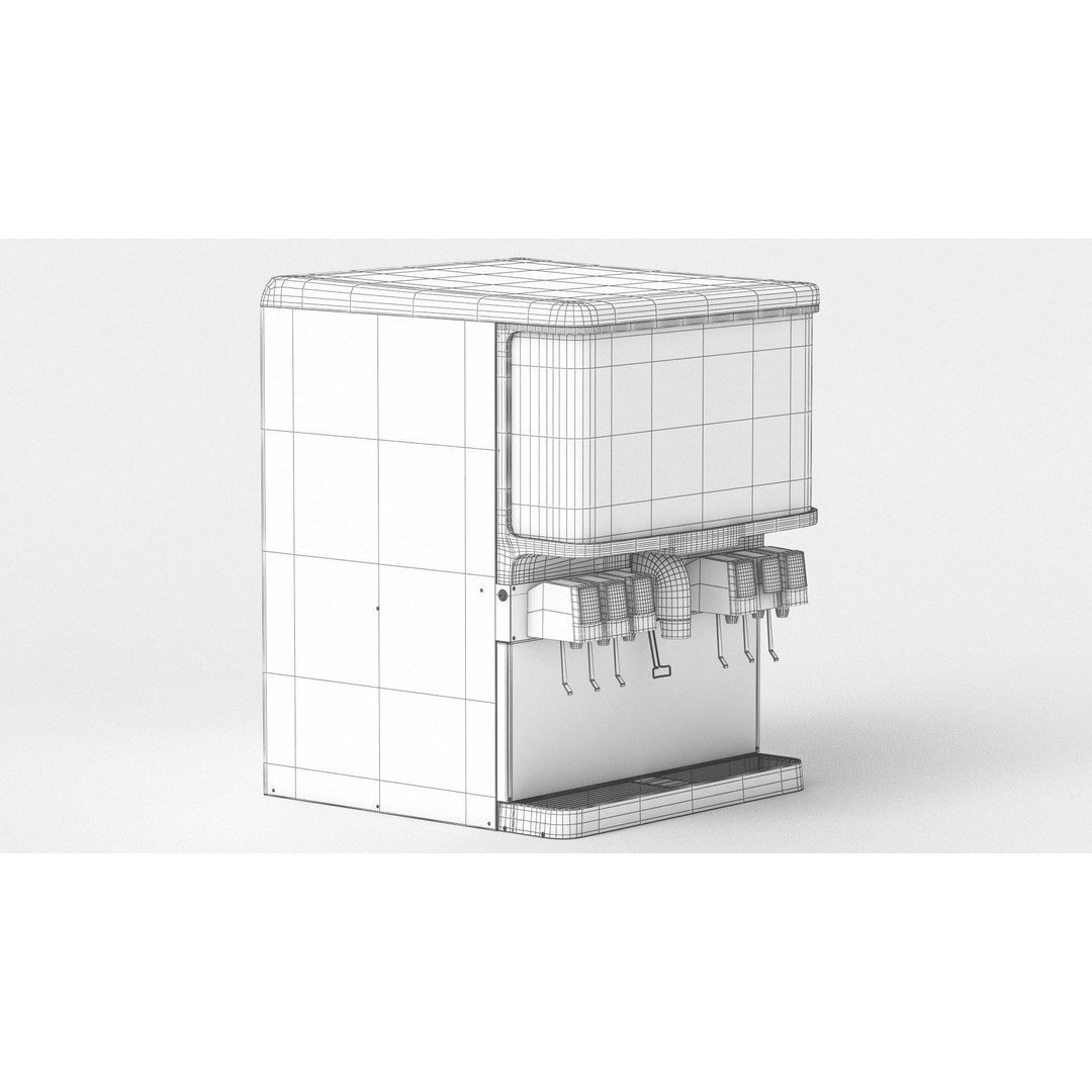 6 Flavor Soda Fountain System 3D Model – High Poly Beverage Machine, FBX, OBJ - View 10