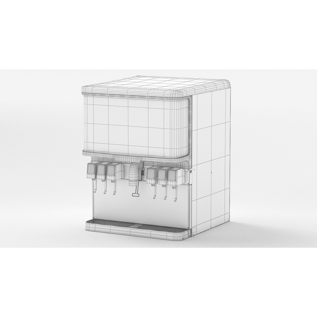 6 Flavor Soda Fountain System 3D Model – High Poly Beverage Machine, FBX, OBJ - View 11