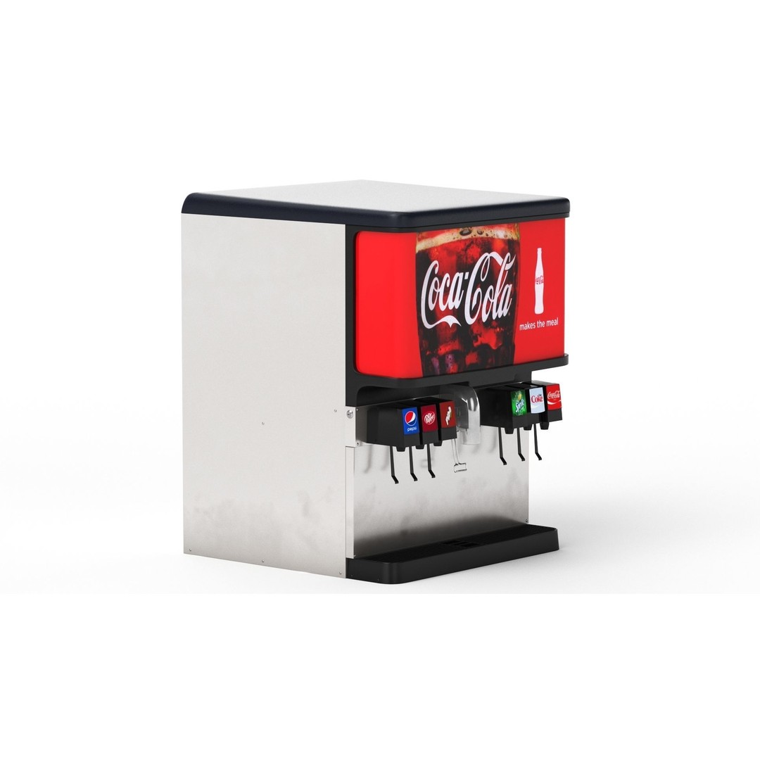 6 Flavor Soda Fountain System 3D Model – High Poly Beverage Machine, FBX, OBJ - View 3