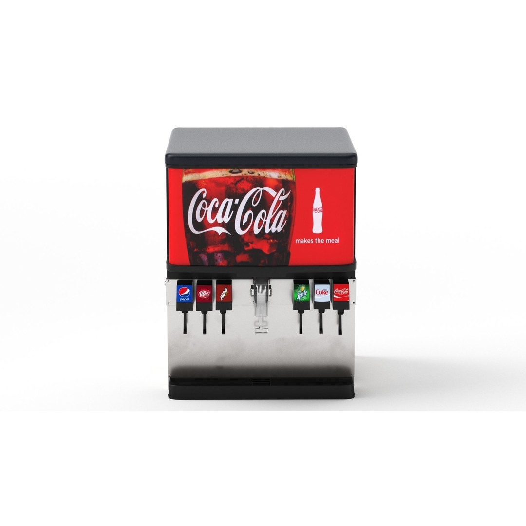 6 Flavor Soda Fountain System 3D Model – High Poly Beverage Machine, FBX, OBJ - View 4
