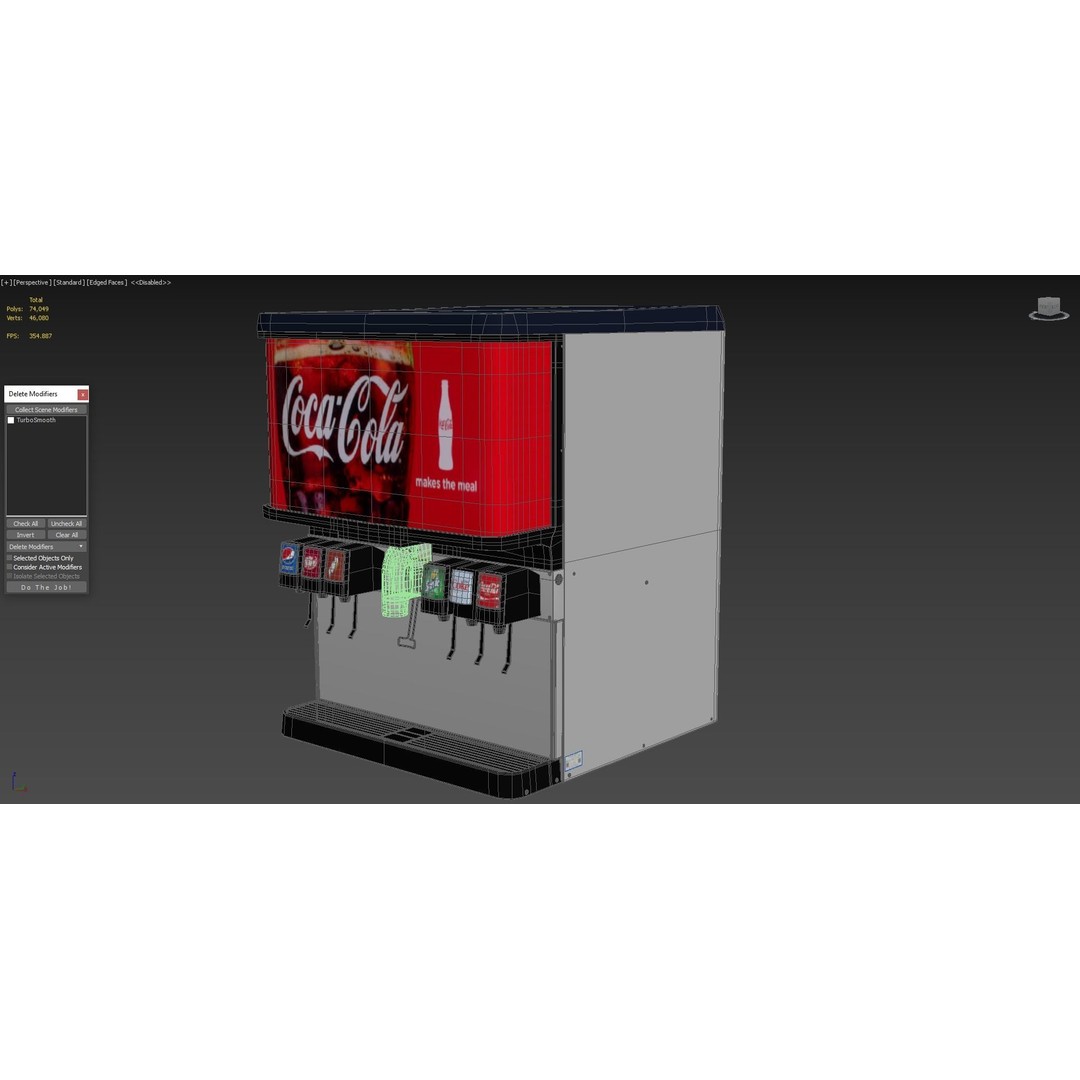 6 Flavor Soda Fountain System 3D Model – High Poly Beverage Machine, FBX, OBJ - View 6