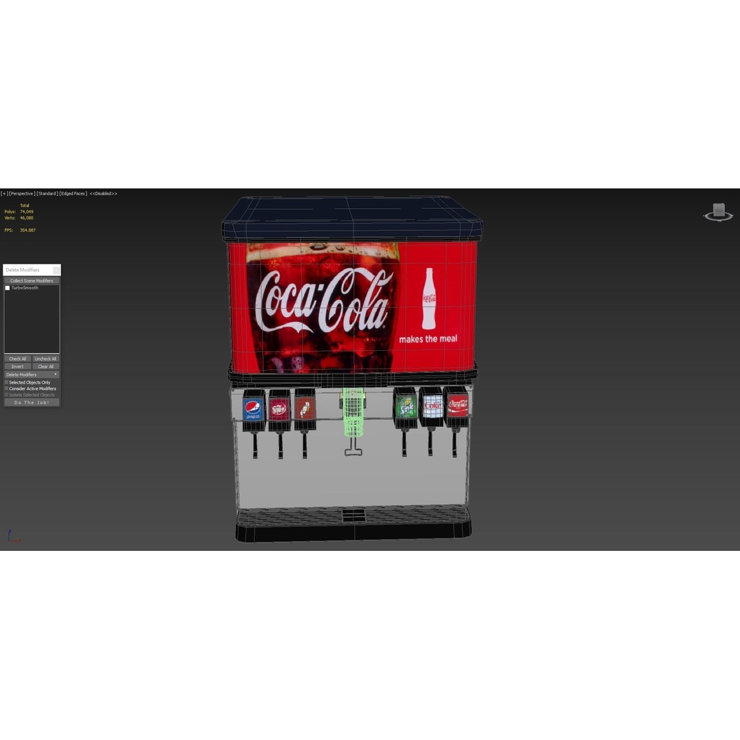 6 Flavor Soda Fountain System 3D Model – High Poly Beverage Machine, FBX, OBJ - View 7