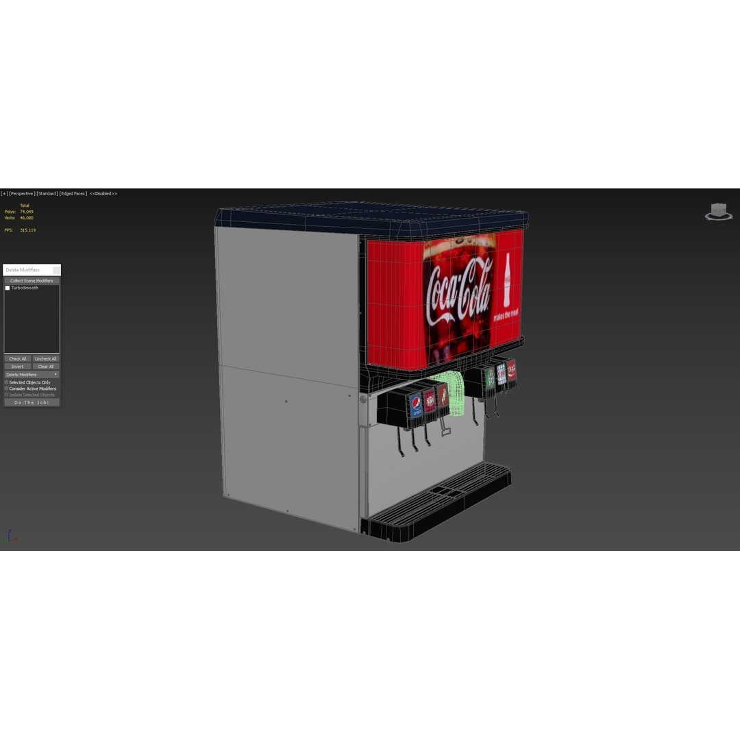 6 Flavor Soda Fountain System 3D Model – High Poly Beverage Machine, FBX, OBJ - View 8
