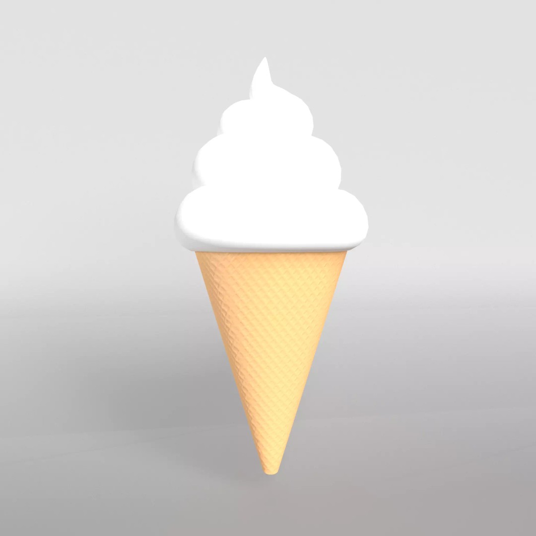 Ice Cream Cone 3D Model – Low Poly Dessert Asset, PBR Textures - View 2