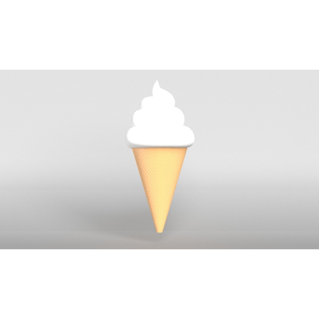 Ice Cream Cone 3D Model – Low Poly Dessert Asset, PBR Textures - View 3