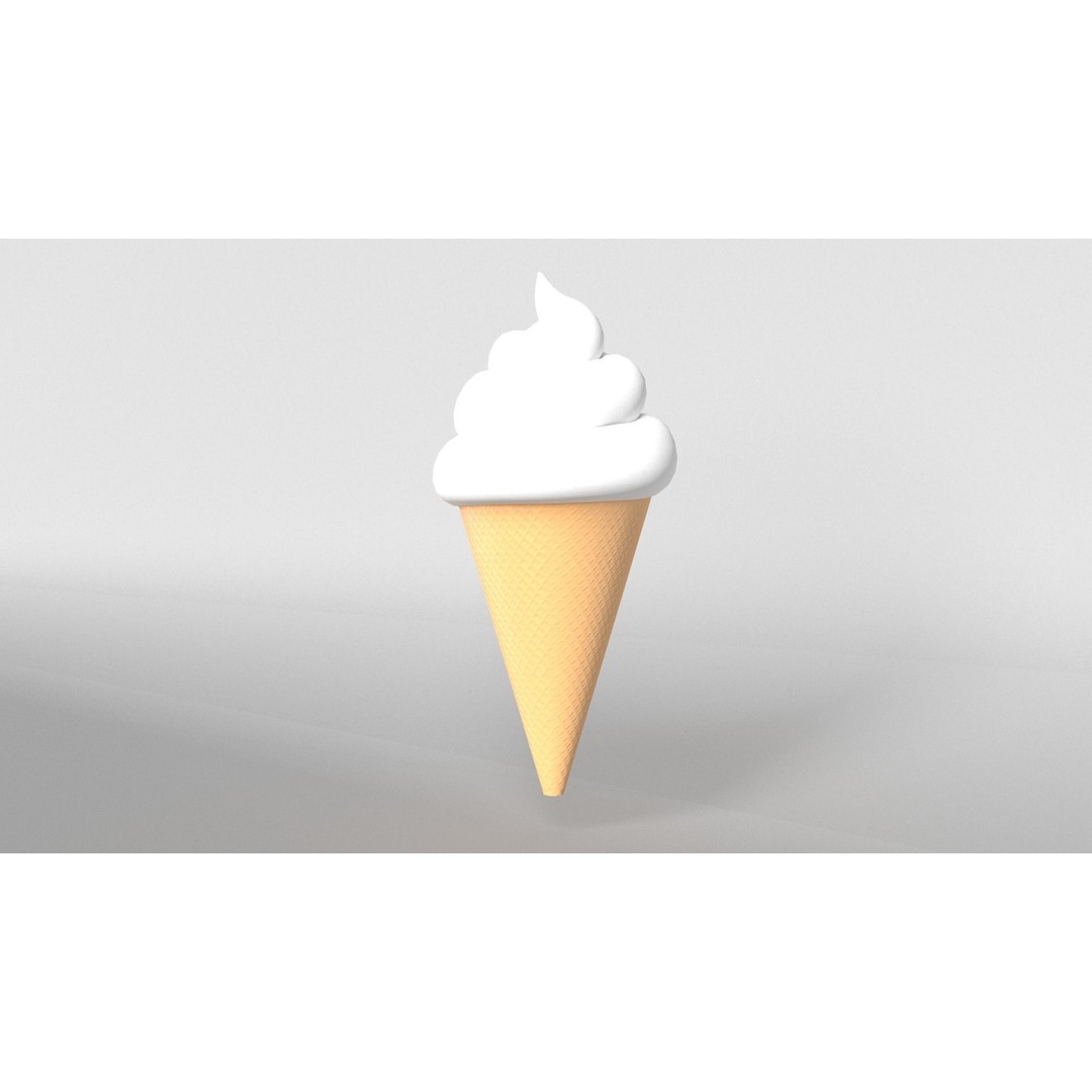 Ice Cream Cone 3D Model – Low Poly Dessert Asset, PBR Textures - View 4