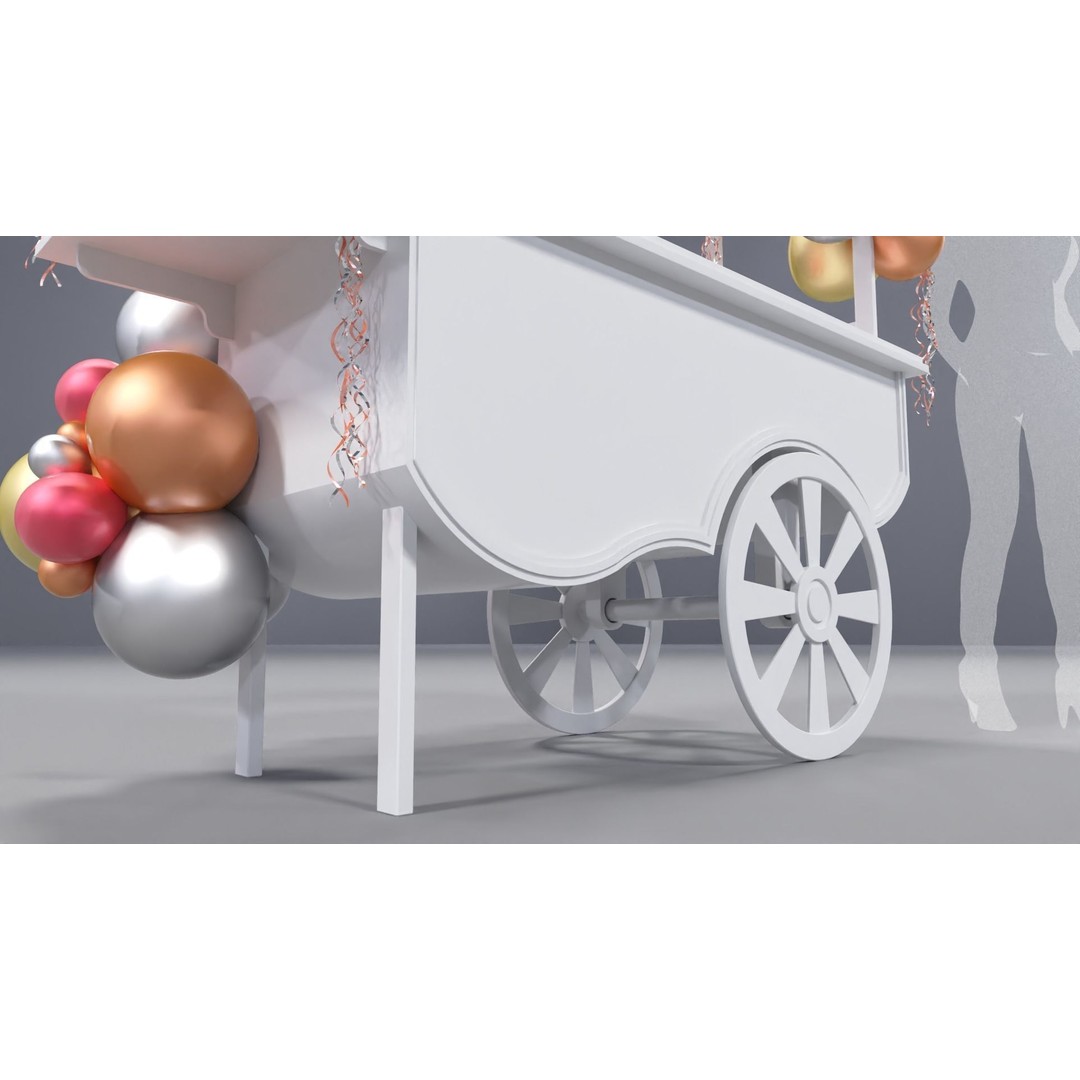 Wooden Party Candy Cart 3D Model – Festive Display Stand, FBX - View 10
