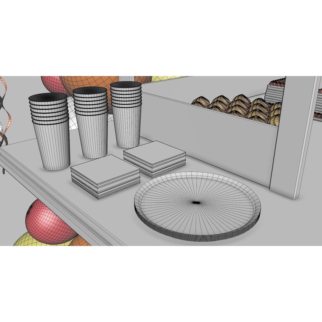 Wooden Party Candy Cart 3D Model – Festive Display Stand, FBX - View 13