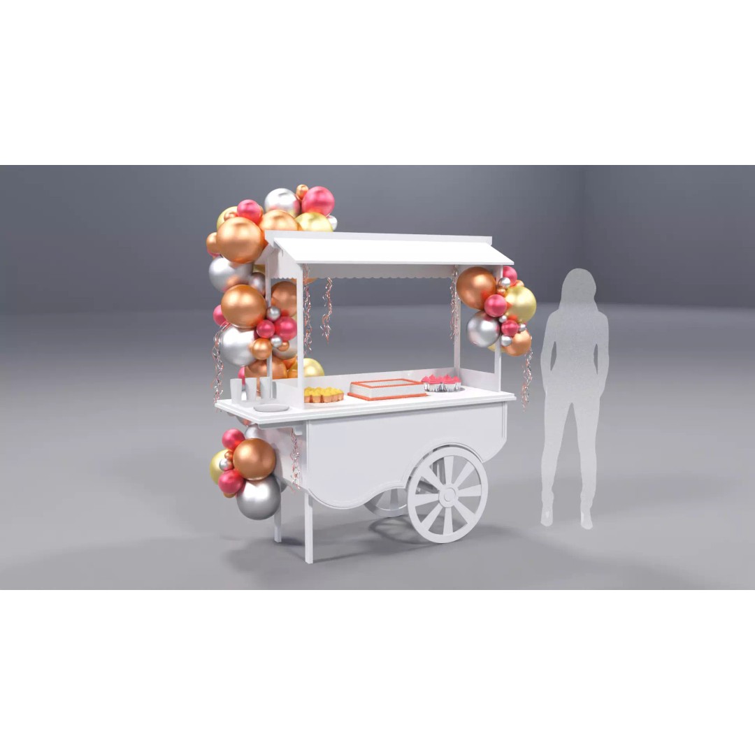 Wooden Party Candy Cart 3D Model – Festive Display Stand, FBX - View 2