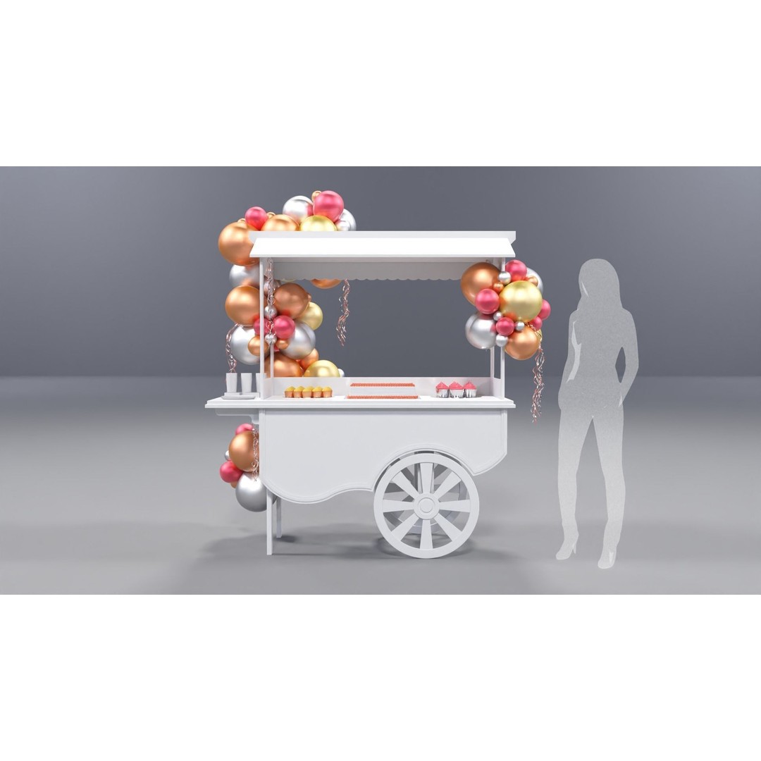 Wooden Party Candy Cart 3D Model – Festive Display Stand, FBX - View 4