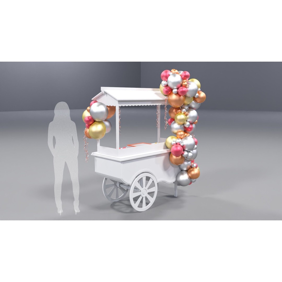 Wooden Party Candy Cart 3D Model – Festive Display Stand, FBX - View 6
